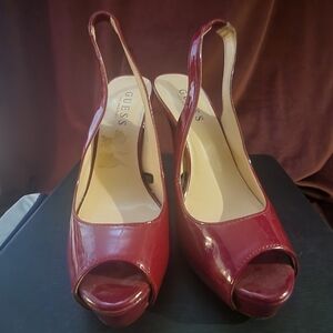 Guess Burgundy Patent Heels